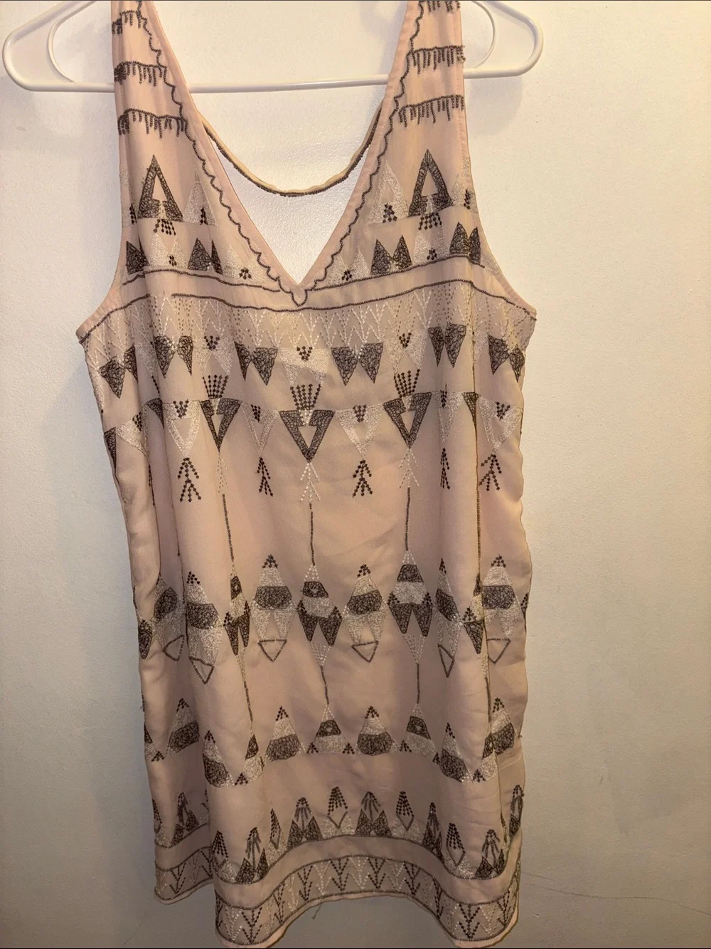 Free People Blush Pink Beaded V-Neck Dress - Picture 1 of 6